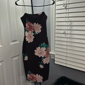 Midi floral / burgundy dress